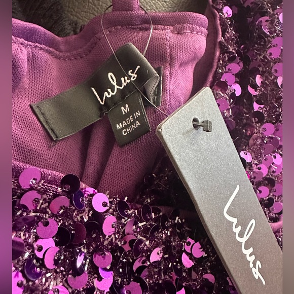 A Lulus Chance to Shine Purple Sequin Faux-Wrap Bodycon Mini Dress. - Picture 2 of 5